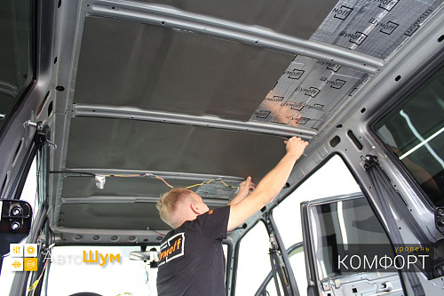 Клеим Шумофф Base 8 вторым слоем на крышу УАЗ Патриот.