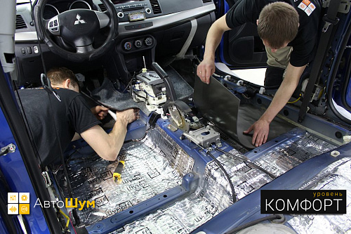 Шумоизоляция пола митсубиси лансер.
