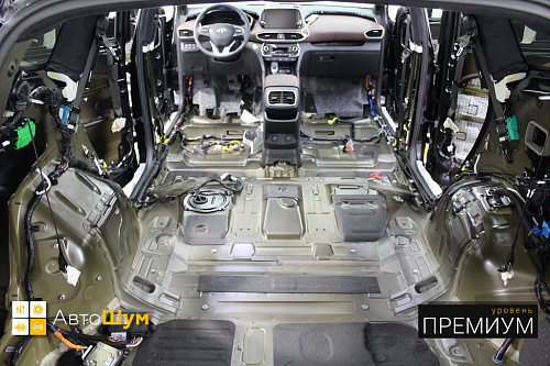 Штатная шумоизоляция днища Хендай Санта Фе