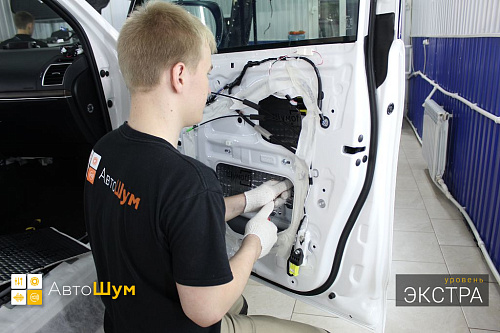 Клеим виброизоляцию внутрь двери Тойоты Ленд Крузер Прадо