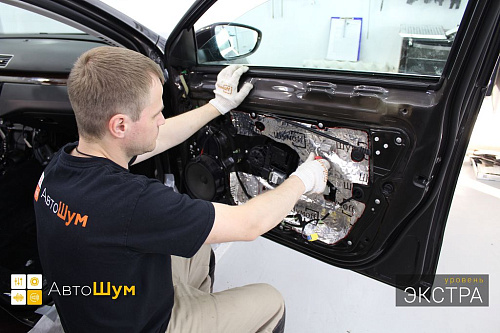 Оклеиваем дверной щит Фольксваген Пассат виброизоляцией