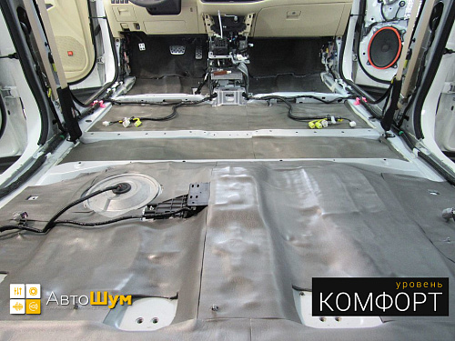 Шумоизоляция пола Тойоты Хайлендер.