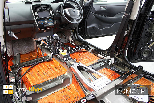 Виброизоляция пола Ниссан Лиф.