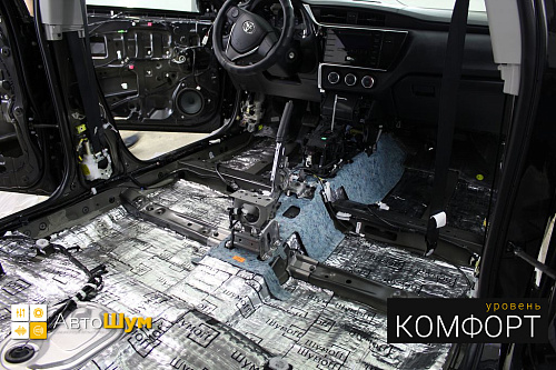Виброизоляция пола Тойоты Короллы.