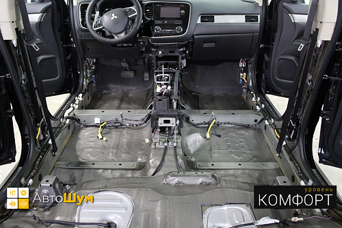 Шумо и теплоизоляция пола Митсубиси Аутлендер GF.