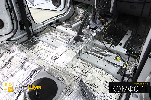 Виброизоляция пола Ниссан Альмеры.