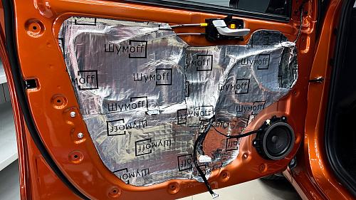 Оклейка виброизоляцией технологических отверстий Хендай Солярис