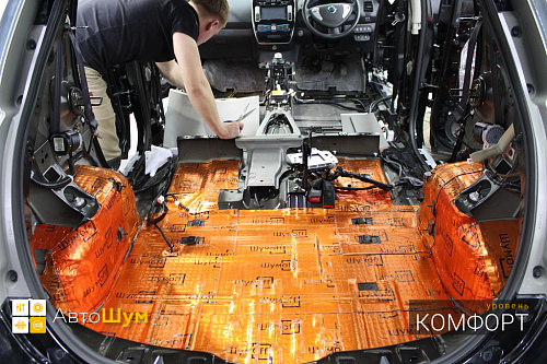 Виброизоляция багажника Ниссан Лиф.