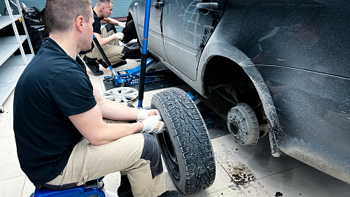 Снятие колёс и подкрылок Лада Гранта