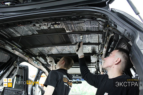 Клеим Шумофф Joker на крышу Митсубиси Аутледер ХЛ