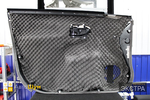 Шумоизоляция обшивки двери Субару ХВ