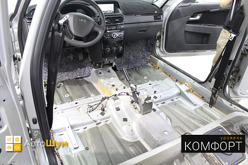 Штатная виброизоляция пола Лады Приоры