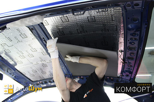 Клеим Шумофф Base 8 на крышу Митсубиси Лансер