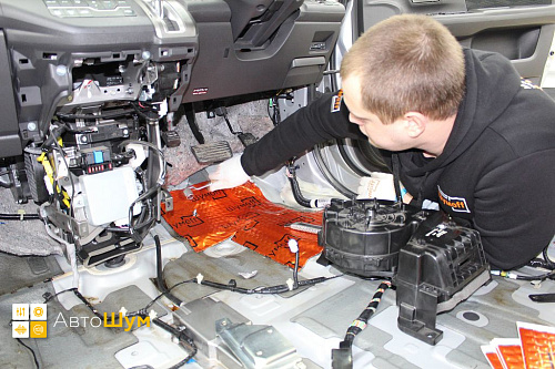 Клеим Шумофф М3 на пол Хонда Стэпвэгон