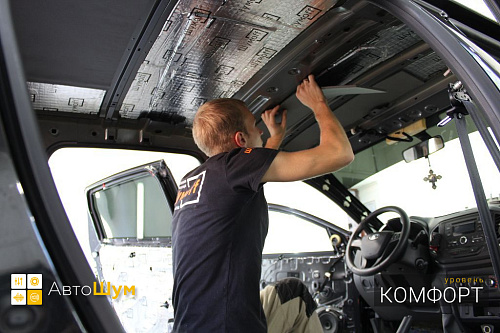 Клеим Шумофф Base 8 на крышу Лада ИКС РЕЙ