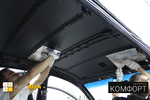 Оклейка виброизоляцией крыши Nissan Teana